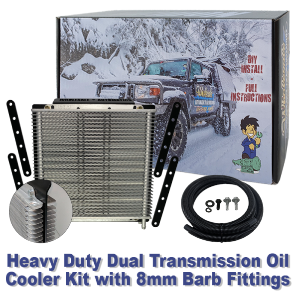 Extra Large Heavy Duty Transmission Oil Cooler with 8mm Barb Fittings