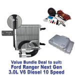 Bundle Deal - Ford Ranger Next Gen 3.0L V6 Diesel 10 Speed: Trans Cooler, Cast Pan, Temp Gauge